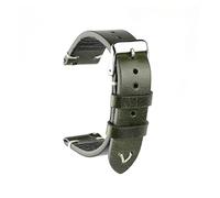 LQXHZ Neue Ölwachs Leder Uhrenarmband 18mm 20mm 22mm Vintage Uhrenarmband Schwarz Blau Braun Verfügbar Handgemachte Uhrenband Zubehör(Green,22mm)