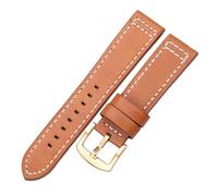 LQXHZ Rindsleder Armband Schwarz Blau Grau Braun Echtes Leder Uhrenarmband Bnad For Frauen Männer Armband(Brown gold buckle,22mm)