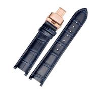 LQXHZ Rindslederarmband, Konkaves Armband, 18 X 10 Mm, 20 X 12 Mm, Kalbslederarmband, Schmetterlingsschnalle, Kompatibel Mit Cartier PASHA W3108(Dark blue rose,18x10mm)
