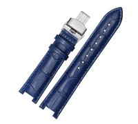 LQXHZ Rindslederarmband, Konkaves Armband, 18 X 10 Mm, 20 X 12 Mm, Kalbslederarmband, Schmetterlingsschnalle, Kompatibel Mit Cartier PASHA W3108(Royal blue silver,20x12mm)