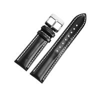 LQXHZ Schnellverschluss Vintage Glänzendes Rindsleder Uhrenarmband 20mm 22mm Schwarz Grün Blau Braun Lederarmband Armband(Black white silver,22mm)