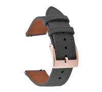 LQXHZ Segeltuch-Uhrenarmband, 18 mm, 20 mm, 22 mm, Canvas, Nylon, Lederband, Schnellverschluss, Damen und Herren, Gürtelersatz(Gray-Rose Gold,18mm)