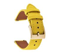 LQXHZ Segeltuch-Uhrenarmband, 18 mm, 20 mm, 22 mm, Canvas, Nylon, Lederband, Schnellverschluss, Damen und Herren, Gürtelersatz(Yellow-Gold,18mm)