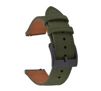 LQXHZ Segeltuch-Uhrenarmband, 18 mm, 20 mm, 22 mm, Canvas, Nylon, Lederband, Schnellverschluss, Damen und Herren, Gürtelersatz(Green-Black,20mm)