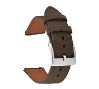 LQXHZ Segeltuch-Uhrenarmband, 18 mm, 20 mm, 22 mm, Canvas, Nylon, Lederband, Schnellverschluss, Damen und Herren, Gürtelersatz(Brown-Silver,20mm)