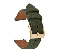 LQXHZ Segeltuch-Uhrenarmband, 18 mm, 20 mm, 22 mm, Canvas, Nylon, Lederband, Schnellverschluss, Damen und Herren, Gürtelersatz(Green-Gold,20mm)