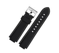 LQXHZ Silikonkautschuk-Armband, Kompatibel Mit Oris Aquis Uhrenarmband, Konvexes Armband, Edelstahl-Dornschließe, Handgelenkarmband, Schwarz, 24 Mm X 11 Mm(White line silver,24-11mm)