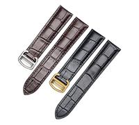 LQXHZ Uhrband echtes Leder Uhrenarmbandgurt Gold Silber Implementierung Schnalle Verschluss 20mm 22mm 23mm 24mm 25mm Kompatibel mit Cartier Armbanduhren(Brown silver,20mm)