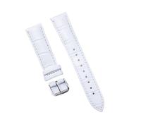 LQXHZ Uhrenarmbänder aus echtem Leder 12/14/16/18/20/22/24 mm Uhrenarmband Stahldornschließe Hochwertiges Handgelenksgurtarmband(White,18mm)
