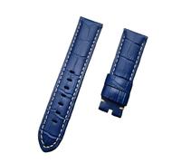 LQXHZ Uhrenarmband, 22 mm, 24 mm, 26 mm, schwarz, braun, blau, grün, grau, weiß, italienisches Kalbsleder, kompatibel mit Panerai-Armband, Zapfenschnalle (hellblaues Armband, 26 mm mit Schnalle 1),