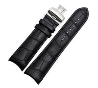 LQXHZ Uhrenarmband aus echtem Leder mit gebogenem Ende, 22 mm, 23 mm, 24 mm, kompatibel mit Tissot T035, Uhrenarmband, Stahlschnalle, Braun, Schwarz Silber Schnalle, 22mm, Riemen