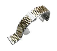 LQXHZ Uhrenarmband aus Edelstahl mit gebogenem Ende, 18 mm, 19 mm, 20 mm, 21 mm, 22 mm, Ersatzband, Schmetterlingsverschluss, Uhrenarmband, Silber/Gold(Silver Gold,22mm)