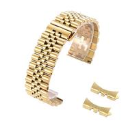 LQXHZ Uhrenarmband Aus Edelstahl Mit Gebogenem Ende, 18 Mm, 20 Mm, 22 Mm, Massives Metallband, Schmetterlingsschnalle(Gold,18mm)