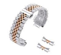 LQXHZ Uhrenarmband Aus Edelstahl Mit Gebogenem Ende, 18 Mm, 20 Mm, 22 Mm, Massives Metallband, Schmetterlingsschnalle(Silver-ReseGold,20mm)