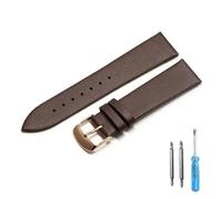 LQXHZ Uhrenarmband Aus Kalbsleder, 12 Mm, 14 Mm, 16 Mm, 18 Mm, 20 Mm, 22 Mm, Echtes Lederarmband Mit Silberner Dornschließe(Brown-RG,14mm)