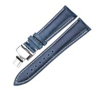 LQXHZ Uhrenarmband Aus Ölwachs-Rindsleder 18 Mm 20 Mm 22 Mm 24 Mm Blau Gelb Grün Damen Herren Echtlederband Gürtel Schmetterlingsschließe(Blue,22mm)