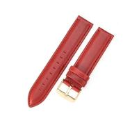 LQXHZ Uhrenarmband Damen Hochwertiges Echtlederarmband 12/13mm 14mm 17mm 18mm 19mm 20mm 22mm Herren(Red-Gold,14mm)