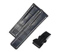 LQXHZ Uhrenarmband Kompatibel Mit Breitling Echtleder Herren Uhrenarmband Uhrenarmband(Black-Black Buckle2,24mm With LOGO)