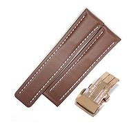 LQXHZ Uhrenarmband Kompatibel Mit Breitling Echtleder Herren Uhrenarmband Uhrenarmband(Brown-Rose Buckle1,22mm With LOGO)