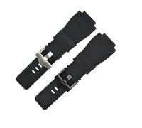 LQXHZ Weiches Gummi-Uhrenarmband, Kompatibel Mit Bell & Ross BR-01 BR-03-Serie, Schwarze Konvexe Öffnung, 24 X 35 Mm Dornschließe, Ersatzarmband(Black,24X35MM_SILVER BUCKLE)