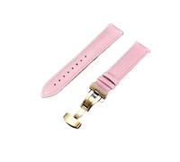 LQXHZ Weiches Leder-Uhrenarmband mit automatischer Edelstahlschnalle, 18 mm, 20 mm, 22 mm, 24 mm, Riemen, Grün, Blau, Rot(Pink-gold,20mm)