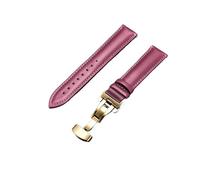 LQXHZ Weiches Leder-Uhrenarmband mit automatischer Edelstahlschnalle, 18 mm, 20 mm, 22 mm, 24 mm, Riemen, Grün, Blau, Rot(Purple-gold,18mm)