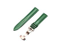 LQXHZ Weiches Leder-Uhrenarmband mit automatischer Edelstahlschnalle, 18 mm, 20 mm, 22 mm, 24 mm, Riemen, Grün, Blau, Rot(Green-rose gold,18mm)