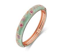 LRGKMCWTOB Damen-Armband im chinesischen Stil, Vintage-Mode-Armband, goldfarbene Legierung, Scharnierblume, emaillierter Cloisonne-Schmuck, Kristall-Zirkonia