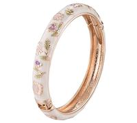 LRGKMCWTOB Damen-Armband im chinesischen Stil, Vintage-Mode-Armband, goldfarbene Legierung, Scharnierblume, emaillierter Cloisonne-Schmuck, Kristall-Zirkonia