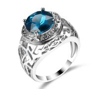 LRGKMCWTOB Edler Damen-Ring aus 925er-Sterlingsilber, Saphir-Edelsteinring, Hochzeitsschmuck, grüner Topas, Edelstein, Smaragd, Verlobungsring, Größe 6-10 (US 9)
