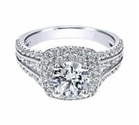LRGKMCWTOB Fashion 925 Sterling Silber 3 Karat Diamant Ring Quadratischer Simulation Diamantring Doppellagiger Superblitz Zirkon Ring Zirkon Unendlichkeit Halo Verlobungsring Ehering, 36, Sterling