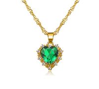 LRGKMCWTOB Halskette mit Volldiamant-Zirkonia, Halskette für Damen, massive Goldkette und Anhänger, Halskette für sie, Jahrestag, Schmuck, Geschenk für Ehefrau, Geschenke für Mutter (grün)