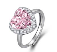 LRGKMCWTOB Herzförmiger geschliffener Zirkon 2 Karat herzförmiger Halo-Brautring 925er Silber Ring Vintage rosa Zirkon Ring blauer Edelstein Ring Smaragd Ring modischer Granatring offener