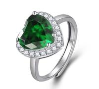LRGKMCWTOB Herzförmiger geschliffener Zirkon 2 Karat herzförmiger Halo-Brautring 925er Silber Ring Vintage rosa Zirkon Ring blauer Edelstein Ring Smaragd Ring modischer Granatring offener
