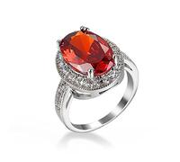 LRGKMCWTOB Rubin, 925er Sterlingsilber, Zirkonia-Ring, voller Diamant, schillernd, Verlobungsring, Ehering, Versprechenring, Prinzessschliff, quadratisch, simulierter Diamantring, glänzend für Damen