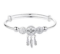 LRGKMCWTOB Spiritueller Traumfänger-Armreif aus Sterlingsilber, verstellbar, für Herren und Damen, modisch, romantischer Charm-Schmuck