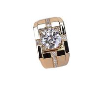 LRGKMCWTOB Vergoldete Moissanit-Ringe für Herren, 1 Karat Solitär-Diamant, Sterlingsilber mit 18 Karat Weißgold plattiert, Brillant-Rundschliff, Moissanit-Jahrestag, verstellbarer Öffnungsring