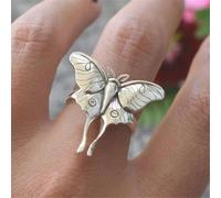LRGKMCWTOB Vintage-Schmetterling-Ring aus Edelstahl, Retro-/Vintage-Stil, Schmetterlings-Stil, Hochzeit, Versprechen, Statement, Jahrestag, Ring, Schmetterlingsring, 925er Sterlingsilber