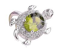 LRGKMCWTOB Vintagel Smaragdgrüner Meeresschildkröten-Tierring, 925er-Sterlingsilber, Tierschildkröte, Zirkon, Smaragd, Verlobung, Hochzeit, Jahrestag, Strand, Wellen, Urlaub, wertvoller Schmuck für
