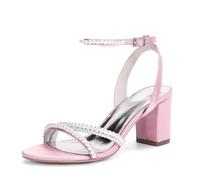 LRMYMHY Pearl Sandalen Damen mit Absatz Bequem Sandaletten Sommer Elegant Sommerschuhe Klassische Blockabsatz Schuhe,Rosa,39 EU