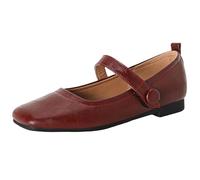 Lroey Reoly Damen Block Niedrige Absatz Mary Jane Square Toe Büroschuhe Dp926 Rot Gr 32 EU
