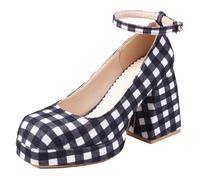 Lroey Reoly Damen Hohen Blockabsatz Mary Jane mit Plateau Square Toe Abendschuhe Dp1284 Weiß Gr 34 EU
