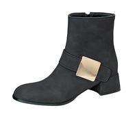 Lroey Reoly Damen Mitte Blockabsatz Stiefeletten Runde Zehen Daily Dx1075 Dark-Grau Gr 44 EU