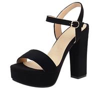 Lroey Reoly Damensandalen, Offene High-Heel-Sandalen Schnalle Blockabsatz Sandalen Knöchelriemchen mit Plateau, Gr 32-43
