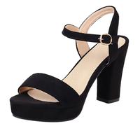 Lroey Reoly Damensandalen, Offene High-Heel-Sandalen Schnalle Blockabsatz Sandalen Knöchelriemchen mit Plateau Kleid Sandale, Gr 32-43