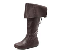 Lroey Reoly Flache Damenstiefel mit Mittlerer Wade Runde Zehen Daily Cx1012 Dark-Braun Gr 41 Eu