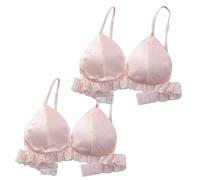 LRSSMB 100% Seide Damen BH Aus Glattem Satin Triangel-Bralette Doppelseitige Maulbeerseide-BHs For Damen Kabellose Alltagsoberteile(Pink,M)
