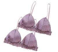 LRSSMB 100% Seide Damen BH Aus Glattem Satin Triangel-Bralette Doppelseitige Maulbeerseide-BHs For Damen Kabellose Alltagsoberteile(Purple,XXL)