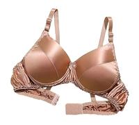 LRSSMB 2025 Glatte Satin Seide Bh Doppelseitige Maulbeerseide Push-Up Unterstützung Drahtlose Bhs For Frauen Damen Täglichen Bralette BH(Brown,L)