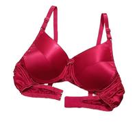 LRSSMB 2025 Glatte Satin Seide Bh Doppelseitige Maulbeerseide Push-Up Unterstützung Drahtlose Bhs For Frauen Damen Täglichen Bralette BH(Red,XXL)